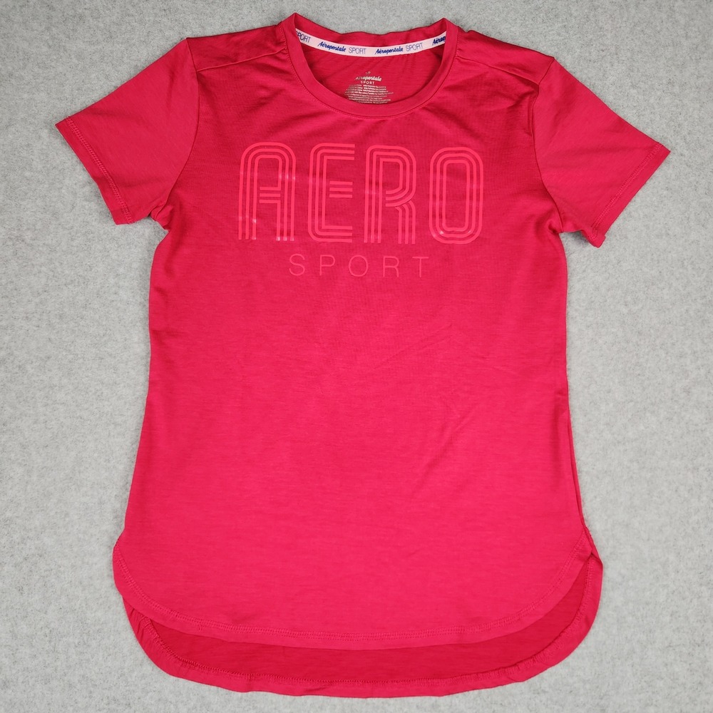 Aeropostale Sport T-Shirt Women's Size Small Pink Red Aero Sport Graphic